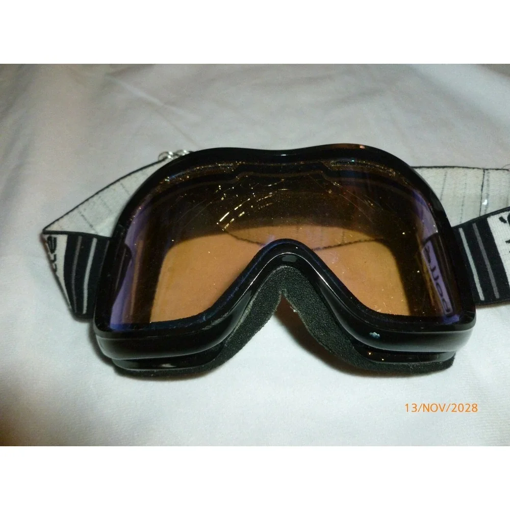 Bolle Ski Goggles Black Frame Orange Lens Vintage Winter Sports Eyewear